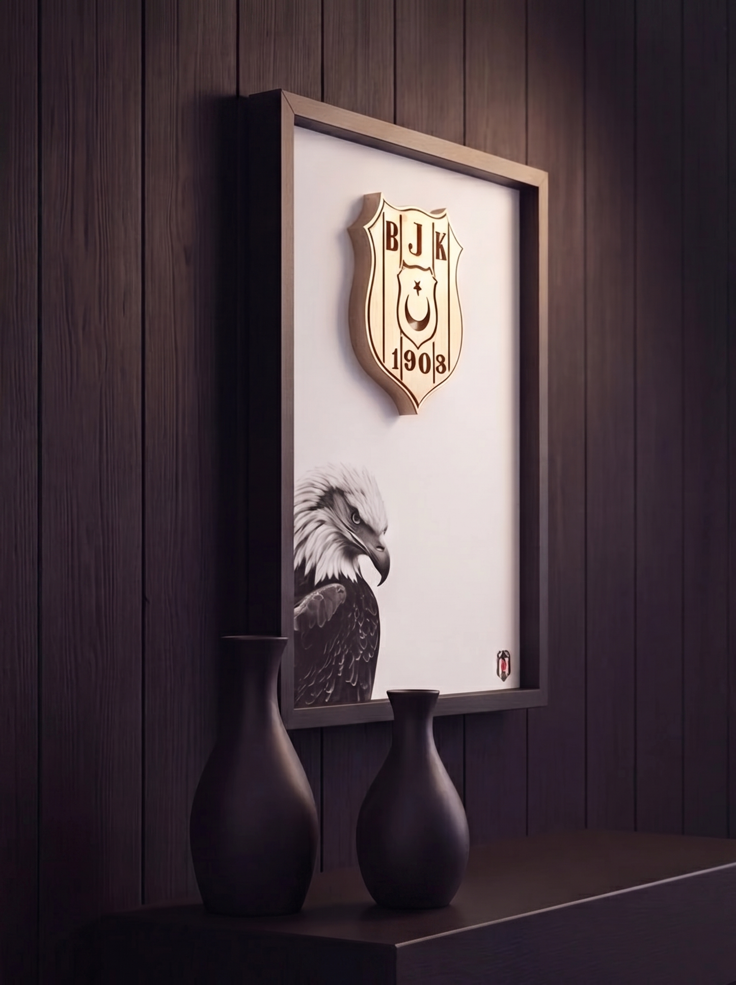 Siyah Beyaz 3 Boyutlu Tablo | Beyaz Kartal