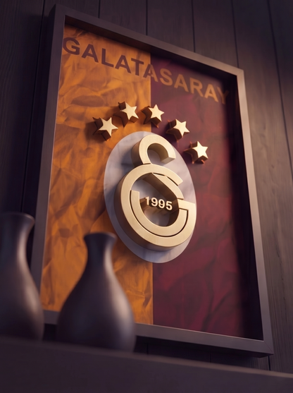 Sarı Kırmızı 3 Boyutlu Tablo | Gerçek Aslan Silüeti